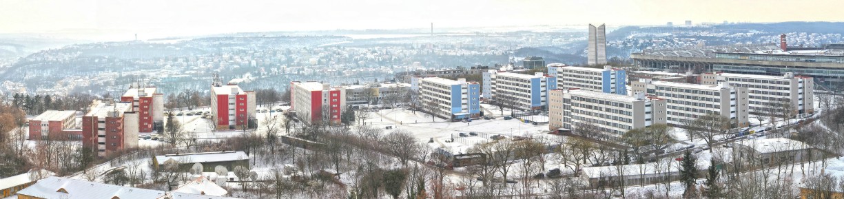 Panoramatická fotka kolejí Strahov
